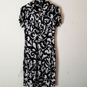 Enfocus Studio Tab Sleeve B/W Print Dress Size 4